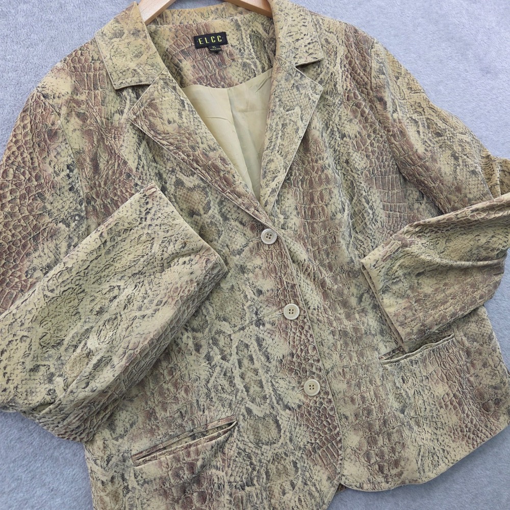 ELCC Mob Wife Snakeskin Blazer Textured Vintage Aesthetic Animal Print Womens XL